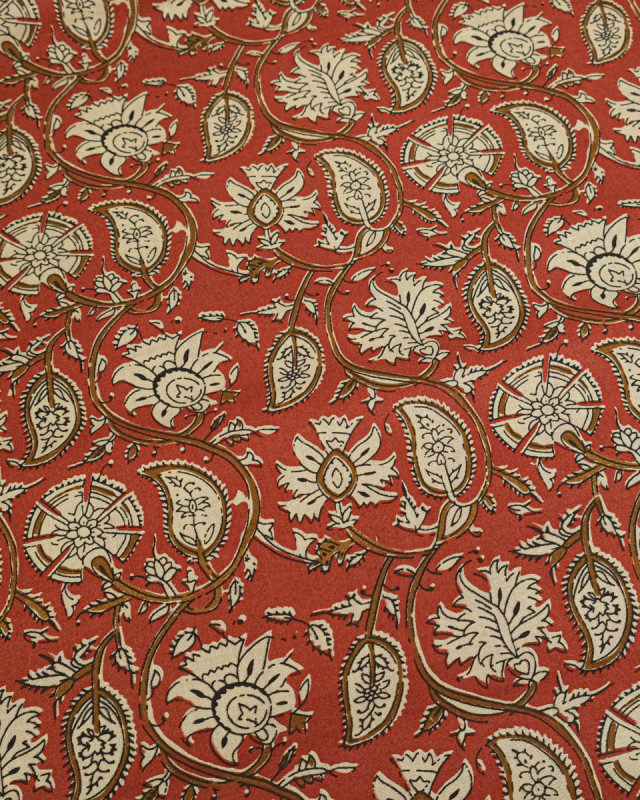 Tissu Coton Imprimé Vintage Terre de Sienne - Mercerine