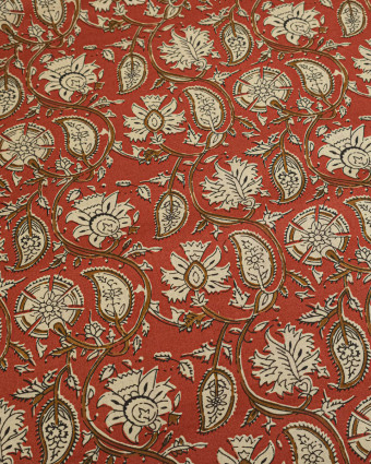 Tissu Coton Imprimé Vintage Terre de Sienne - Mercerine