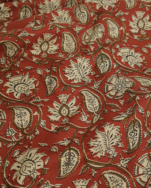 Tissu Coton Imprimé Vintage Terre de Sienne - Mercerine