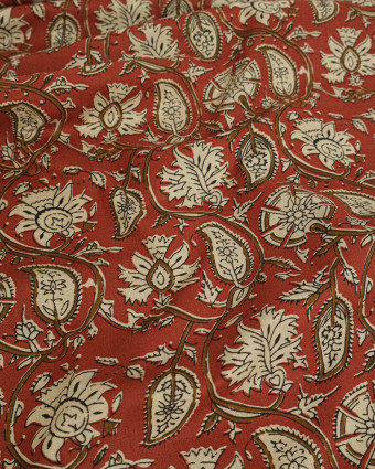 Tissu Coton Imprimé Vintage Terre de Sienne - Mercerine