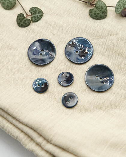 Bouton Nacre Akoya Scintillant Marine - Mercerine