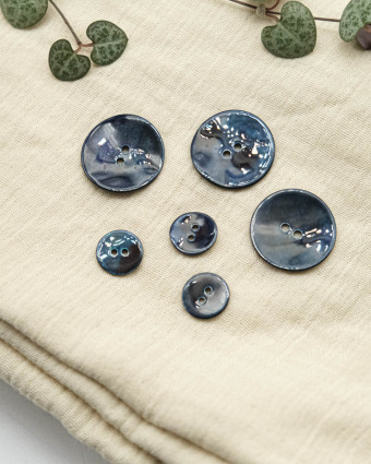 Bouton Nacre Akoya Scintillant Marine - Mercerine