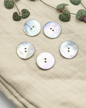 Bouton Nacre Akoya Scintillant Gris - Mercerine