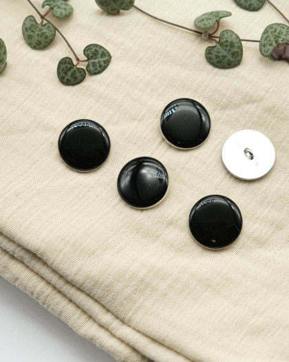 Bouton à coudre : haut à rebord noir 4 trous - Mercerine
