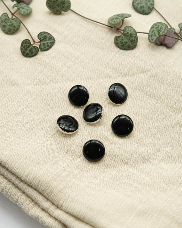 Bouton à coudre : haut à rebord noir 4 trous - Mercerine