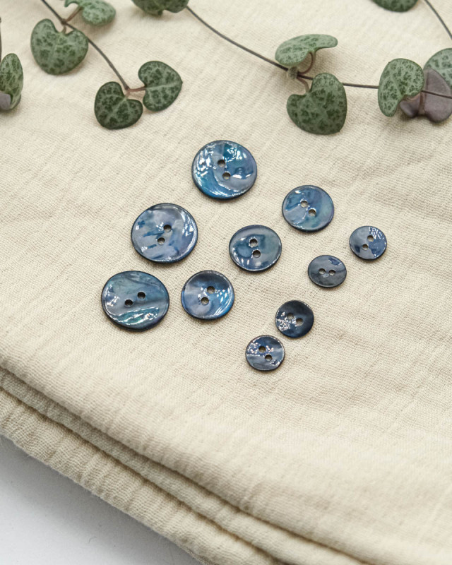 Bouton Nacre Akoya Vernis Bleu Marin - Mercerine