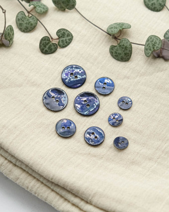 Bouton Nacre Akoya Vernis Bleu - Mercerine