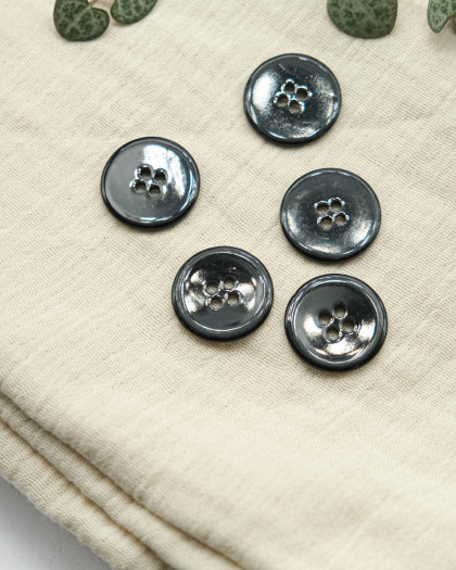 Bouton à coudre : nacre 4 trous Rivershell noir - Mercerine