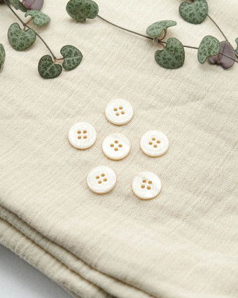 Bouton à coudre : nacre 4 trous Rivershell beige - Mercerine