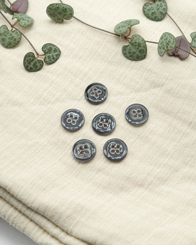 Bouton à coudre : nacre 4 trous Rivershell marine foncé - Mercerine