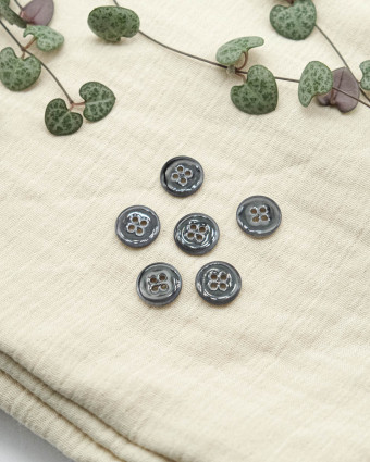 Bouton à coudre : nacre 4 trous Rivershell marine foncé - Mercerine