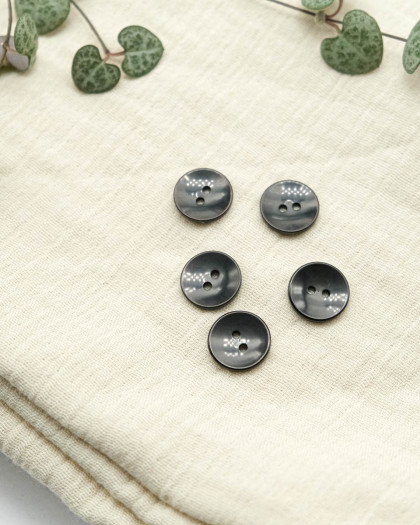 Bouton à coudre : effet nacré à 2 trous noir - Mercerine