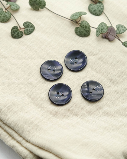 Bouton Polyester Effet Nacré Marine - Mercerine
