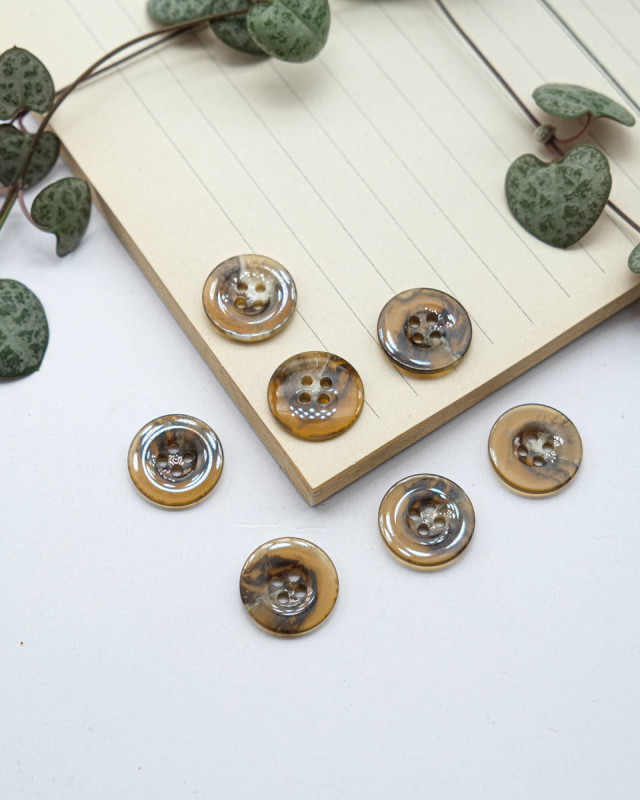 Bouton Polyester Effet Bois Brillant Marron - Mercerine