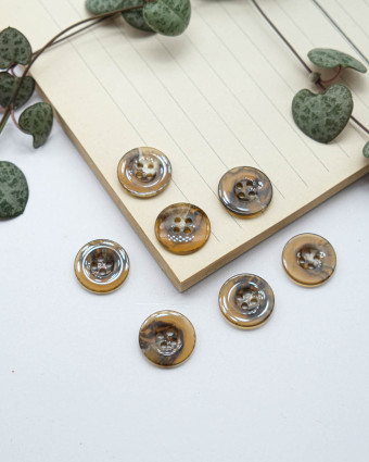 Bouton Polyester Effet Bois Brillant Marron - Mercerine