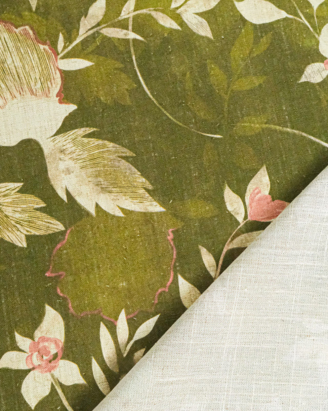 Viscose Lin Imprimé Natural green - Mercerine