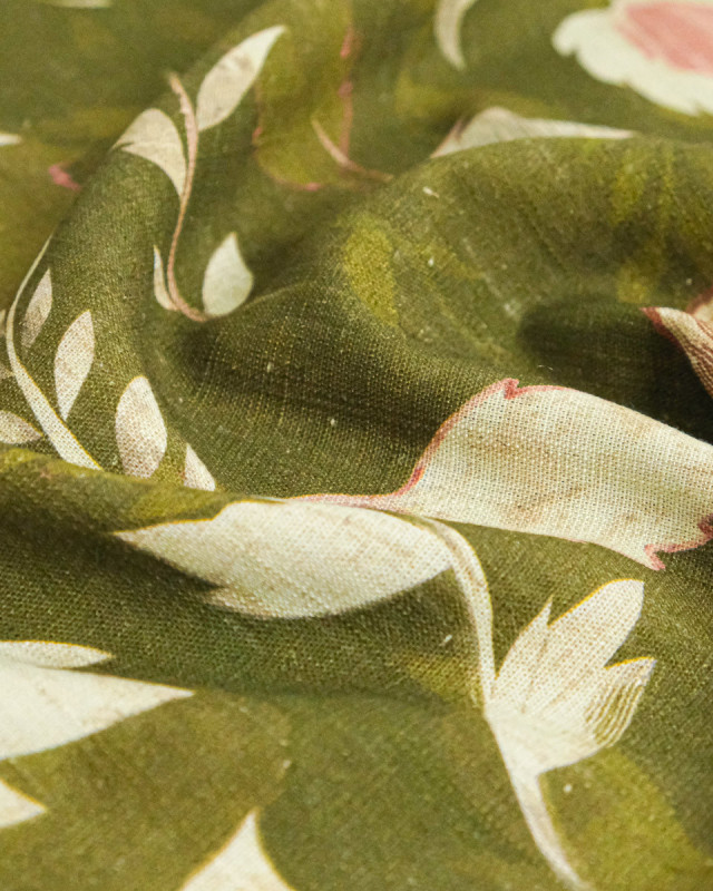 Viscose Lin Imprimé Natural green - Mercerine