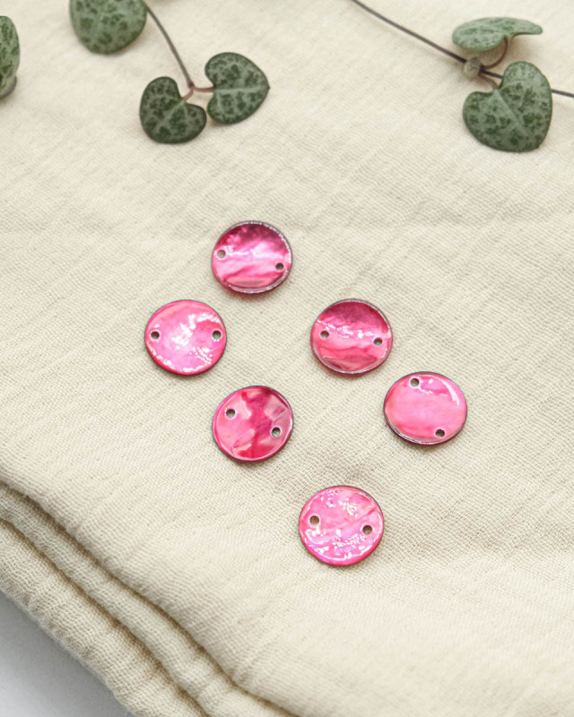 Sequin de Nacre 2 trous Rose - Mercerine