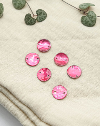 Sequin de Nacre 2 trous Rose - Mercerine