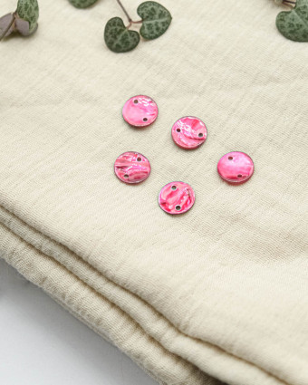 Sequin de Nacre 2 trous Rose - Mercerine