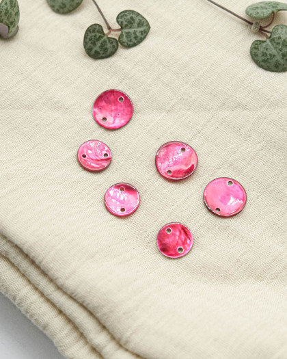 Sequin de Nacre 2 trous Rose - Mercerine