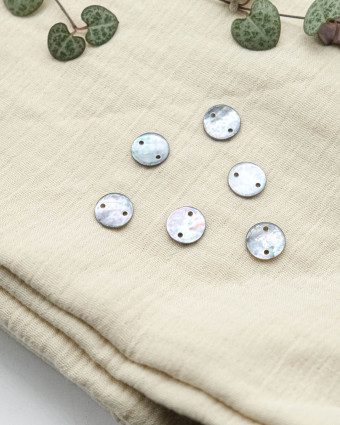 Sequin de Nacre 2 trous Gris - Mercerine
