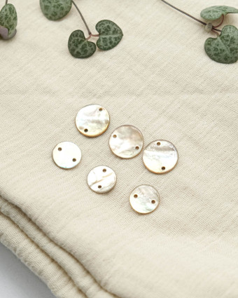 Sequin de Nacre 2 trous Beige - Mercerine