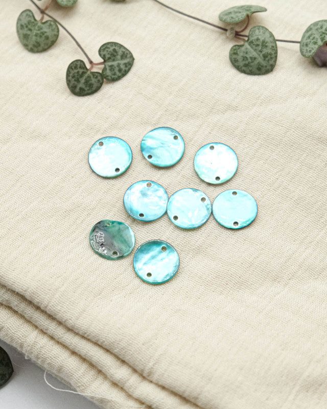 Sequin de Nacre 2 trous Turquoise - Mercerine