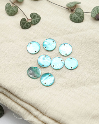 Sequin de Nacre 2 trous Turquoise - Mercerine