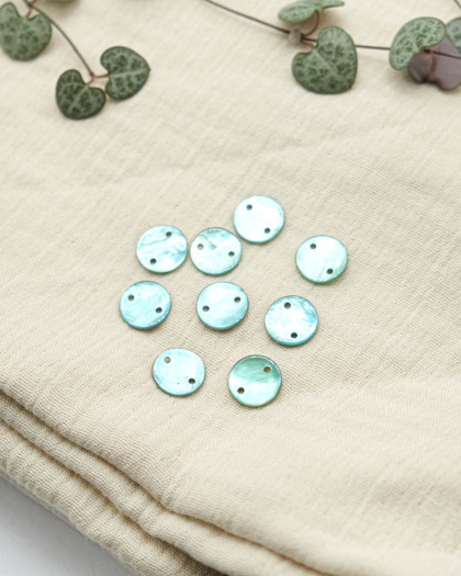 Sequin de Nacre 2 trous Turquoise - Mercerine