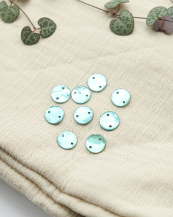 Sequin de Nacre 2 trous Turquoise - Mercerine
