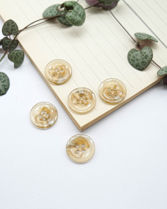 Bouton Polyester Effet Bois Brillant Blond - Mercerine