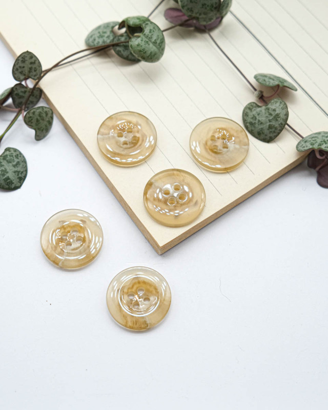 Bouton Polyester Effet Bois Brillant Blond - Mercerine