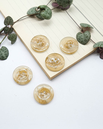 Bouton Polyester Effet Bois Brillant Blond - Mercerine