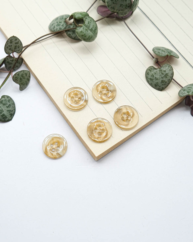 Bouton Polyester Effet Bois Brillant Blond - Mercerine