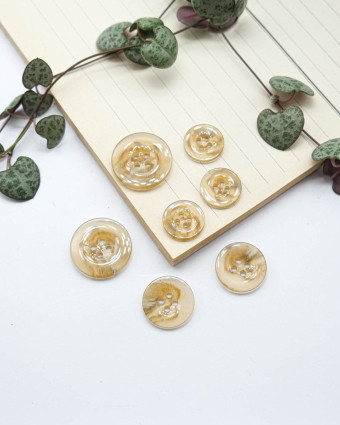 Bouton Polyester Effet Bois Brillant Blond - Mercerine
