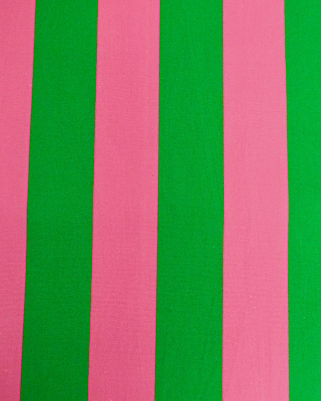 Toile Canvas Rayures Rose et Vert Vif - Mercerine