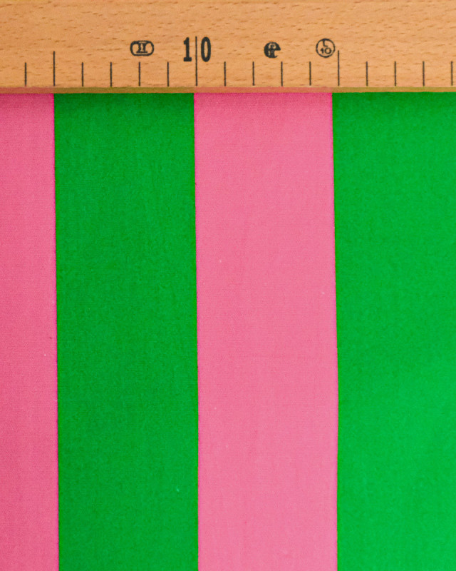Toile Canvas Rayures Rose et Vert Vif - Mercerine
