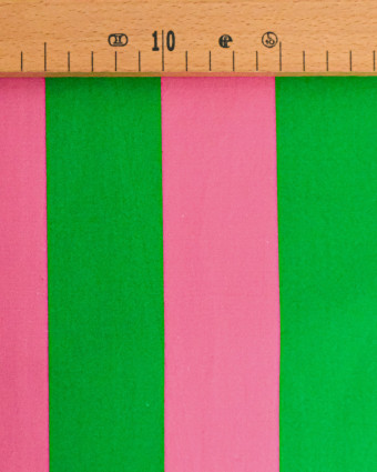 Toile Canvas Rayures Rose et Vert Vif - Mercerine