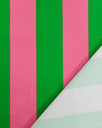 Toile Canvas Rayures Rose et Vert Vif - Mercerine