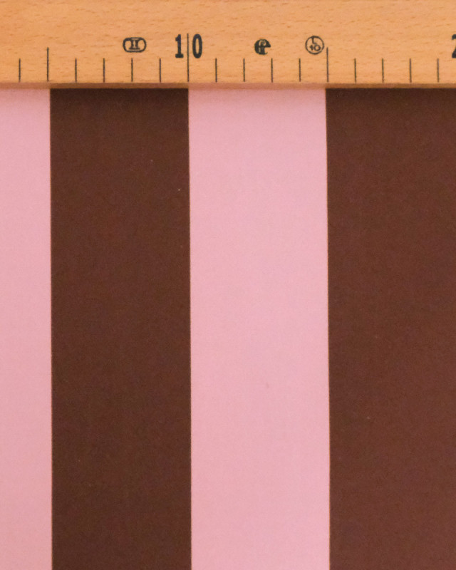 Toile Canvas Rayures Cacao et Rose Tendre - Mercerine