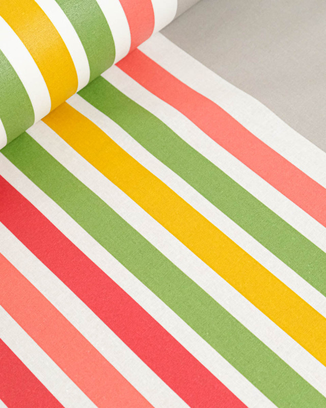 Toile Enduite à Rayures Multicolore - Mercerine