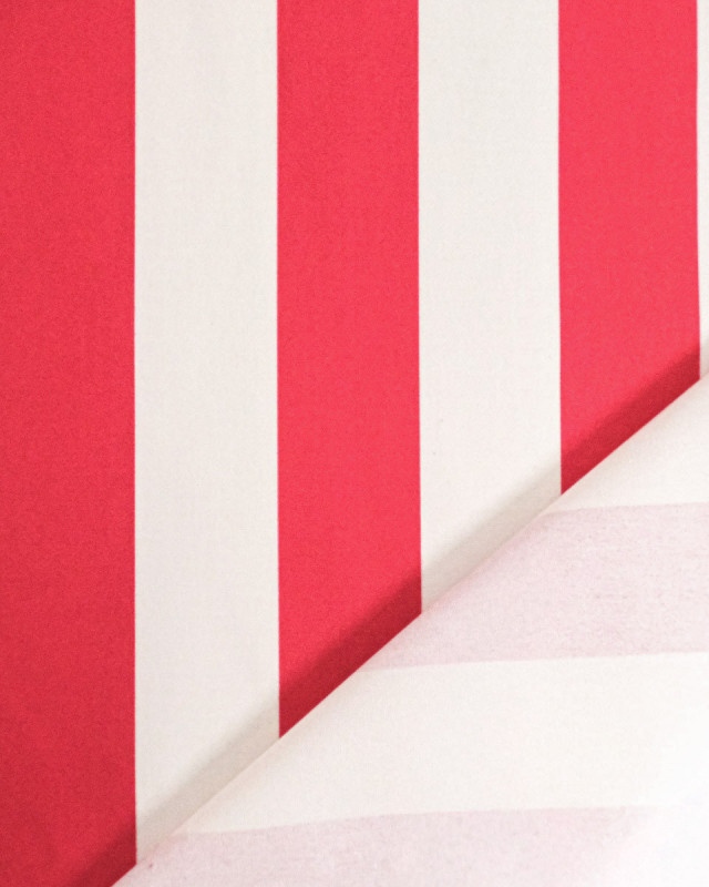 Toile Canvas Rayures Framboise et Blanc - Mercerine