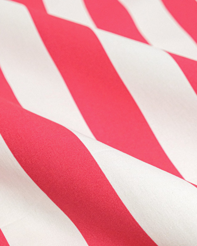 Toile Canvas Rayures Framboise et Blanc - Mercerine
