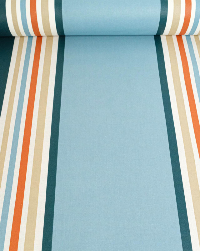 Toile Enduite à Rayures Bleu - Mercerine