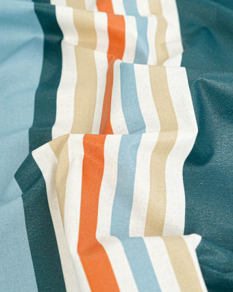 Toile Enduite à Rayures Bleu - Mercerine