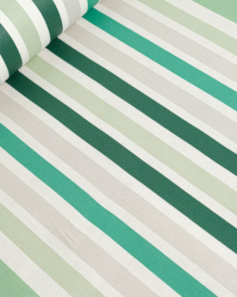 Toile Enduite à Rayures Vert - Mercerine