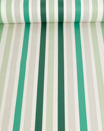 Toile Enduite à Rayures Vert - Mercerine