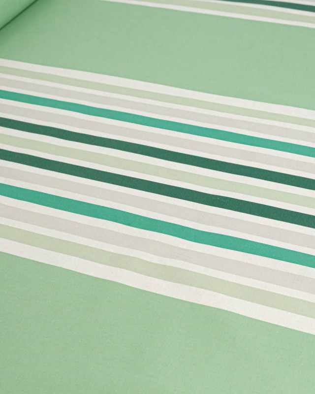 Toile Enduite à Rayures Vert - Mercerine