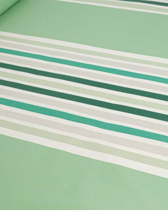Toile Enduite à Rayures Vert - Mercerine